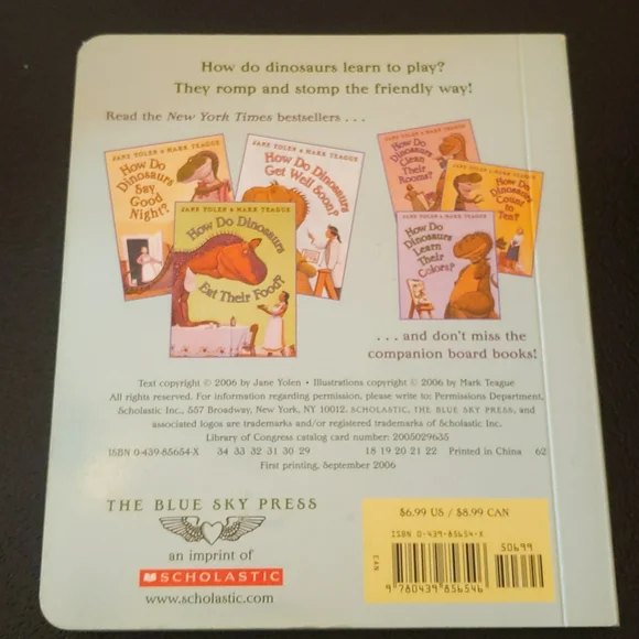 How Do Dinosaurs Play with Their Friends? Board book by Jane Yolen & Mark Teague - Picture 2 of 3